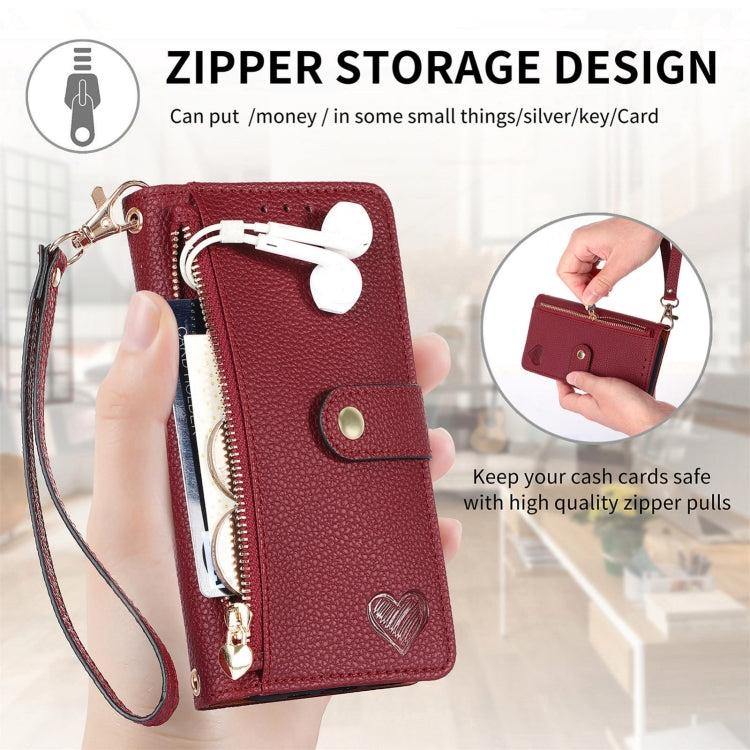 For Xiaomi 14 Ultra Love Zipper Lanyard Leather Phone Case(Red) - 14 Ultra Cases by buy2fix | Online Shopping UK | buy2fix