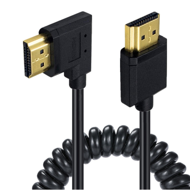 JUNSUNMAY 4K 60Hz HDMI Male to Male HDMI 2.0V Elbow Head Spring Cable, Length:1.2m(Left) - Cable by JUNSUNMAY | Online Shopping UK | buy2fix