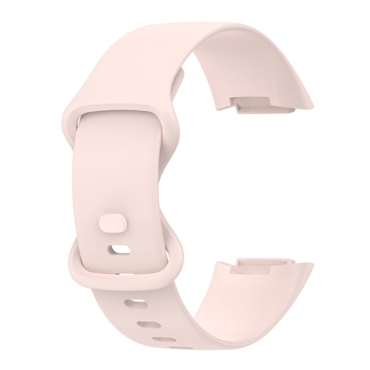 For Fitbit Charge 6 Solid Color Butterfly Buckle Silicone Watch Band, Size:S Size(Light Pink) - Watch Bands by buy2fix | Online Shopping UK | buy2fix