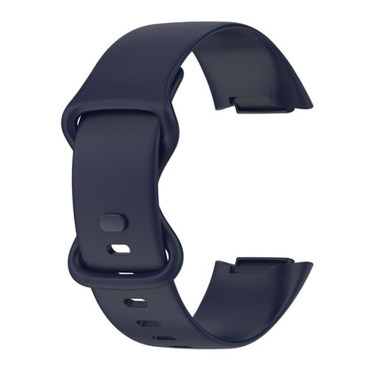 For Fitbit Charge 6 Solid Color Butterfly Buckle Silicone Watch Band, Size:S Size(Dark Blue) - Watch Bands by buy2fix | Online Shopping UK | buy2fix