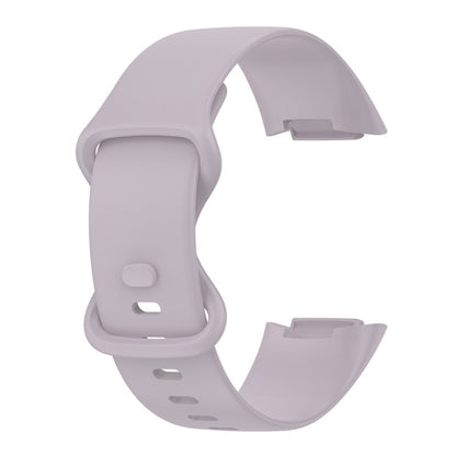 For Fitbit Charge 6 Solid Color Butterfly Buckle Silicone Watch Band, Size:S Size(Light Purple) - Watch Bands by buy2fix | Online Shopping UK | buy2fix