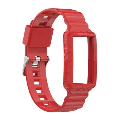 For Fitbit Charge 6 / 5 / 4 / 3 Armor Integrated TPU Watch Band(Red) - Watch Bands by buy2fix | Online Shopping UK | buy2fix