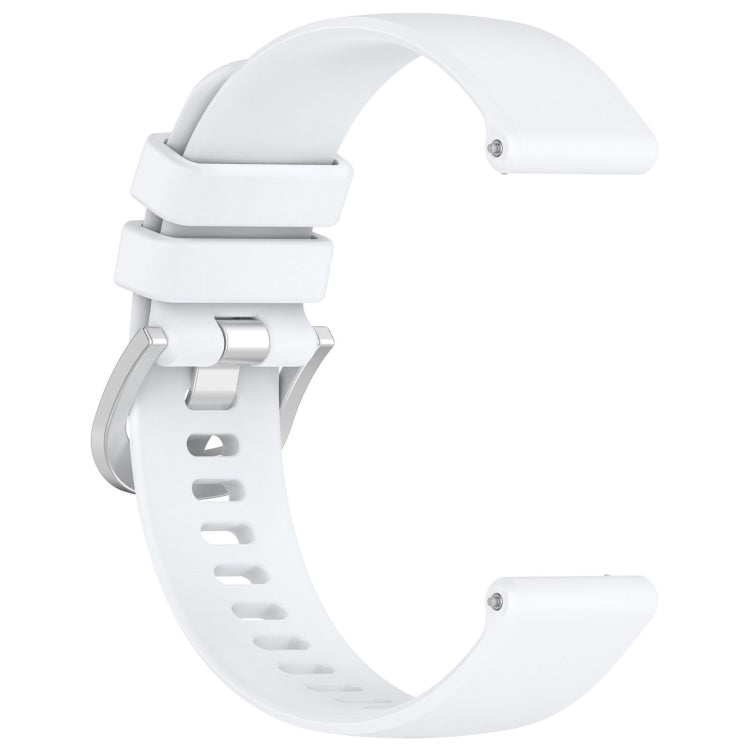 For Garmin Forerunner 645 / 645 Music Liquid Glossy Silver Buckle Silicone Watch Band(White) - Watch Bands by buy2fix | Online Shopping UK | buy2fix