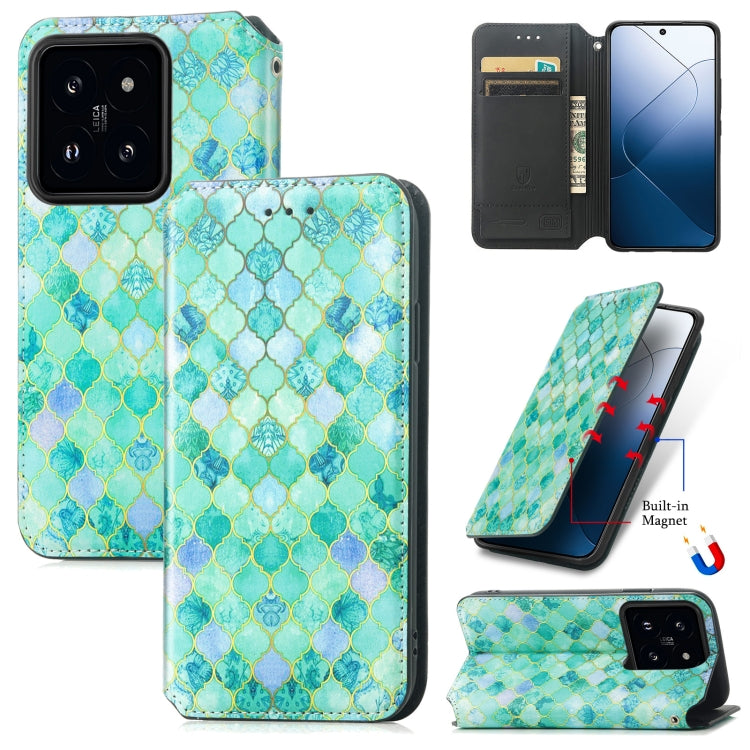 For Xiaomi 14 CaseNeo Colorful Magnetic Leather Phone Case(Emeralds) - 14 Cases by buy2fix | Online Shopping UK | buy2fix