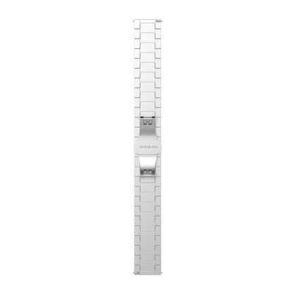 For Garmin Vivomove 3S One Bead Butterfly Buckle Stainless Steel Metal Watch Band(Silver) - Watch Bands by buy2fix | Online Shopping UK | buy2fix