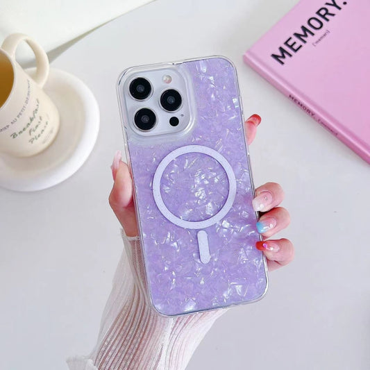 For iPhone 12 / 12 Pro Shell Texture MagSafe TPU Phone Case(Purple) - iPhone 12 / 12 Pro Cases by buy2fix | Online Shopping UK | buy2fix