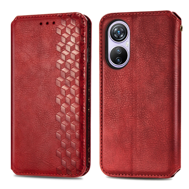 For Blackview A200 Pro Cubic Grid Pressed Magnetic Leather Phone Case(Red) - More Brand by buy2fix | Online Shopping UK | buy2fix