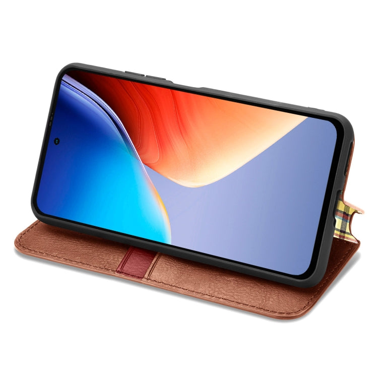 For Blackview A96 Cubic Grid Pressed Magnetic Leather Phone Case(Brown) - More Brand by buy2fix | Online Shopping UK | buy2fix