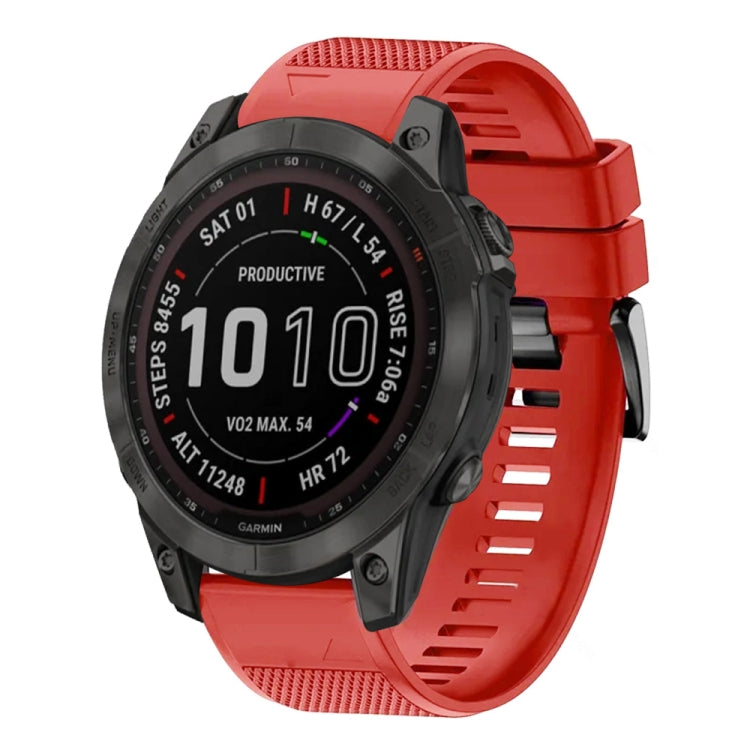 For Garmin Fenix 7 Sapphire Solar 22mm Quick Release Silicone Watch Band(Red) - Watch Bands by buy2fix | Online Shopping UK | buy2fix