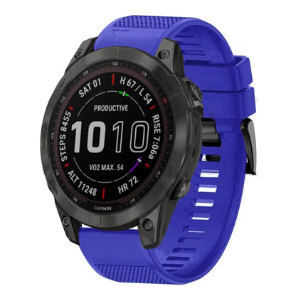For Garmin Fenix 7 Sapphire Solar 22mm Quick Release Silicone Watch Band(Dark Blue) - Watch Bands by buy2fix | Online Shopping UK | buy2fix