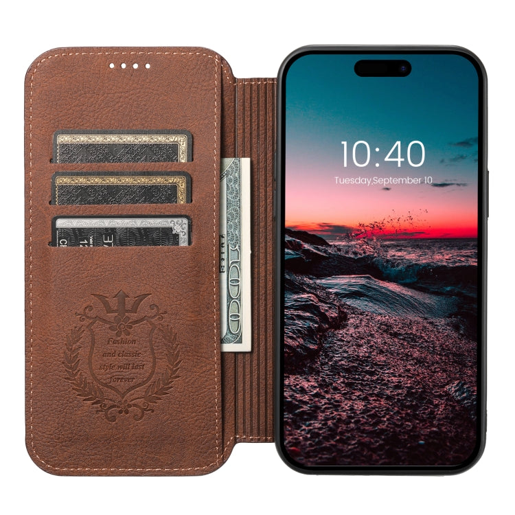 For iPhone 15 Pro Max Suteni J06 Retro Matte Litchi Texture Leather MagSafe Phone Case(Brown) - iPhone 15 Pro Max Cases by Suteni | Online Shopping UK | buy2fix