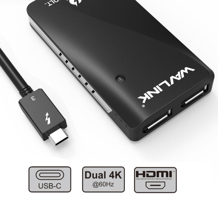 WAVLINK WL-UTA01H Type-C Thunderbolt 3 to Dual HDMI Multi-Screen Extender Splitter Adapter - Converter by WAVLINK | Online Shopping UK | buy2fix