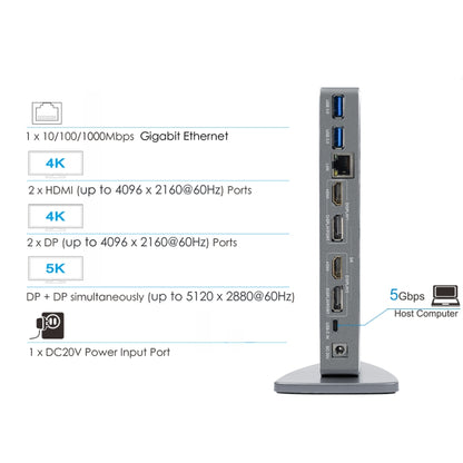 WAVLINK WL-UG69DK7 Laptops Type-C Universal Desktop Docking Station Aluminum Alloy HUB Adapter(UK Plug) - USB HUB by WAVLINK | Online Shopping UK | buy2fix