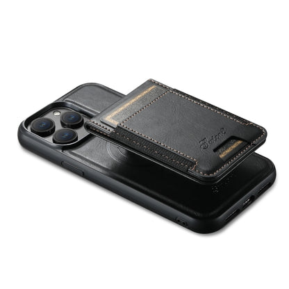 For iPhone 14 Pro Suteni H17 Oil Eax Leather MagSafe Detachable Wallet Phone Case(Black) - iPhone 14 Pro Cases by Suteni | Online Shopping UK | buy2fix