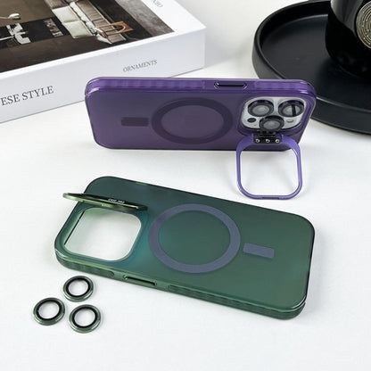 For iPhone 14 Pro Lens Holder MagSafe PC Hybrid TPU Phone Case(Purple) - iPhone 14 Pro Cases by buy2fix | Online Shopping UK | buy2fix