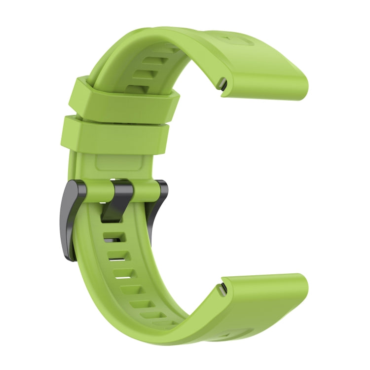 For Garmin Fenix 7 Solar / Sapphire Solar Solid Color Black Buckle Silicone Quick Release Watch Band(Lime green) - Watch Bands by buy2fix | Online Shopping UK | buy2fix