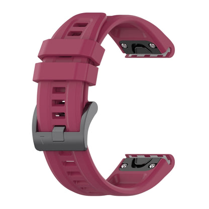 For Garmin Epix Gen2 / Epix Pro Gen2 47mm Solid Color Black Buckle Silicone Quick Release Watch Band(Wine Red) - Watch Bands by buy2fix | Online Shopping UK | buy2fix