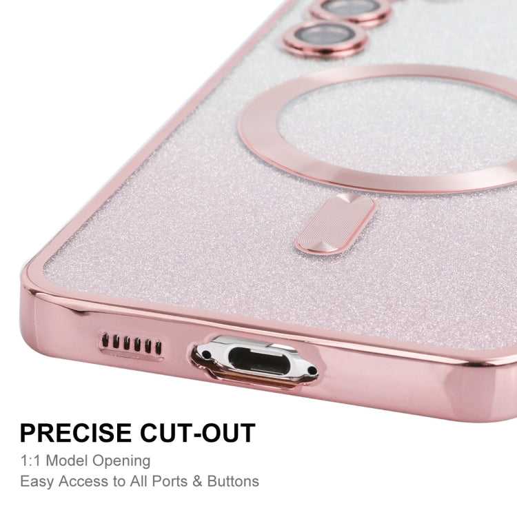 For Samsung Galaxy S24 5G ENKAY Hat-Prince Magnetic Glitter Plated TPU Phone Case with Lens Film(Silver) - Galaxy S24 5G Cases by ENKAY | Online Shopping UK | buy2fix