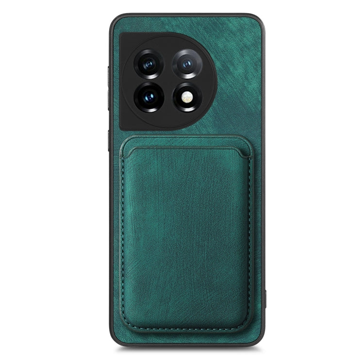 For OnePlus 12 5G Retro Leather Card Bag Magnetic Phone Case(Green) - OnePlus Cases by buy2fix | Online Shopping UK | buy2fix