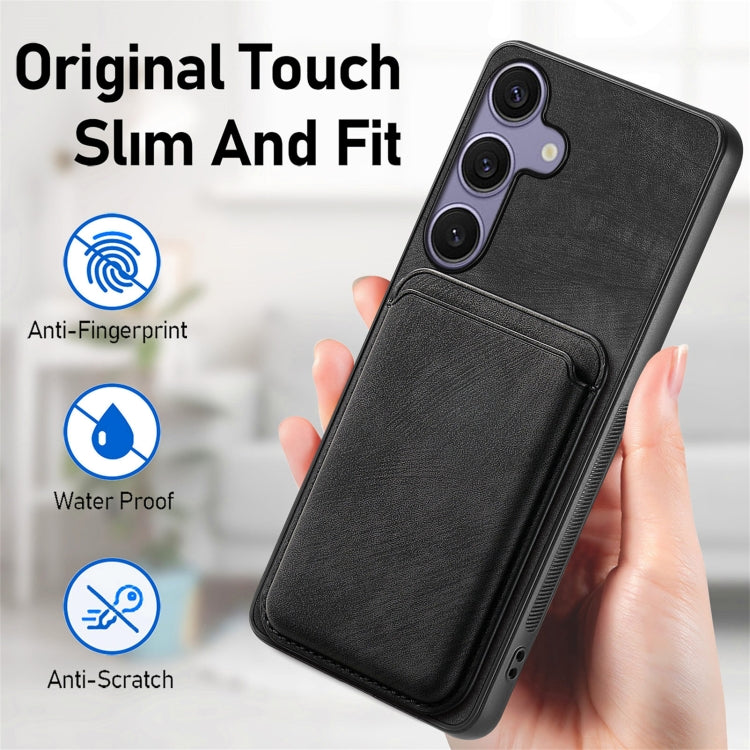 For Samsung Galaxy S25 5G Retro Leather Card Bag Magnetic Phone Case(Black) - Galaxy S25 5G Cases by buy2fix | Online Shopping UK | buy2fix