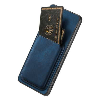 For OPPO Reno10 Pro Global Retro Leather Card Bag Magnetic Phone Case(Blue) - OPPO Cases by buy2fix | Online Shopping UK | buy2fix