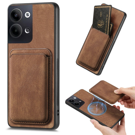 For OPPO Reno9 5G Retro Leather Card Bag Magnetic Phone Case(Brown) - OPPO Cases by buy2fix | Online Shopping UK | buy2fix