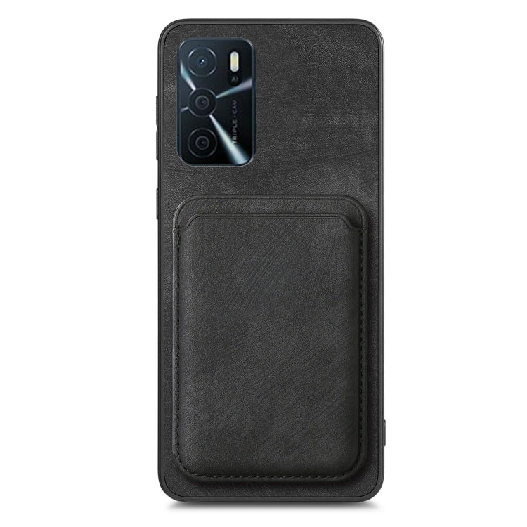 For OPPO Reno9 5G Retro Leather Card Bag Magnetic Phone Case(Black) - OPPO Cases by buy2fix | Online Shopping UK | buy2fix