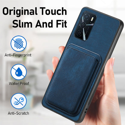 For OPPO A17K Retro Leather Card Bag Magnetic Phone Case(Blue) - OPPO Cases by buy2fix | Online Shopping UK | buy2fix