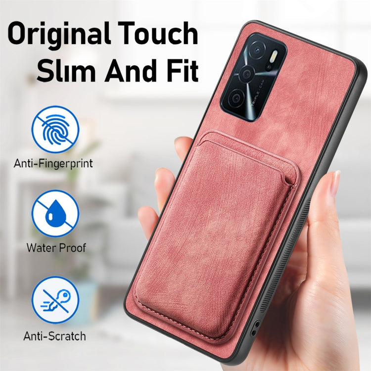 For OPPO A57 4G Retro Leather Card Bag Magnetic Phone Case(Pink) - OPPO Cases by buy2fix | Online Shopping UK | buy2fix