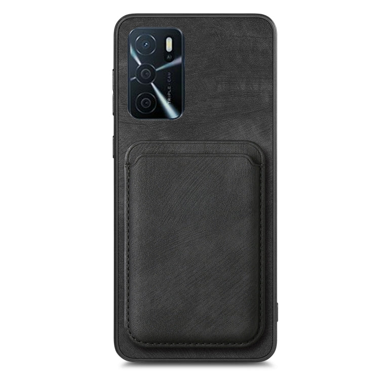 For OPPO Reno7 4G Retro Leather Card Bag Magnetic Phone Case(Black) - OPPO Cases by buy2fix | Online Shopping UK | buy2fix