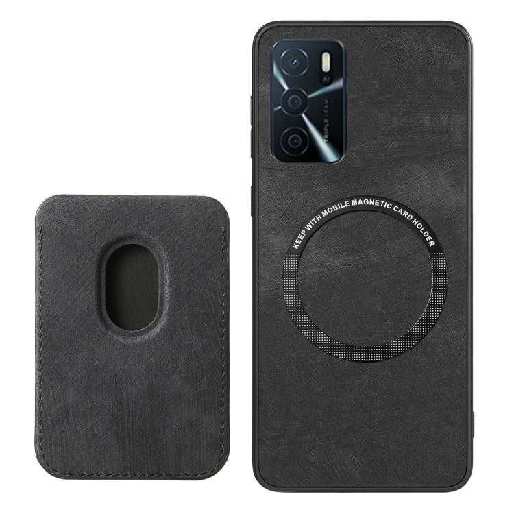 For OPPO Reno7 4G Retro Leather Card Bag Magnetic Phone Case(Black) - OPPO Cases by buy2fix | Online Shopping UK | buy2fix