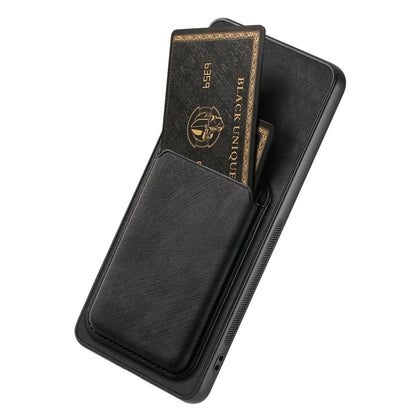 For OPPO Reno7 4G Retro Leather Card Bag Magnetic Phone Case(Black) - OPPO Cases by buy2fix | Online Shopping UK | buy2fix