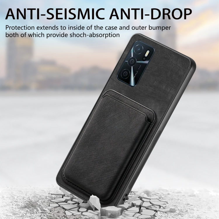 For OPPO Reno7 4G Retro Leather Card Bag Magnetic Phone Case(Black) - OPPO Cases by buy2fix | Online Shopping UK | buy2fix