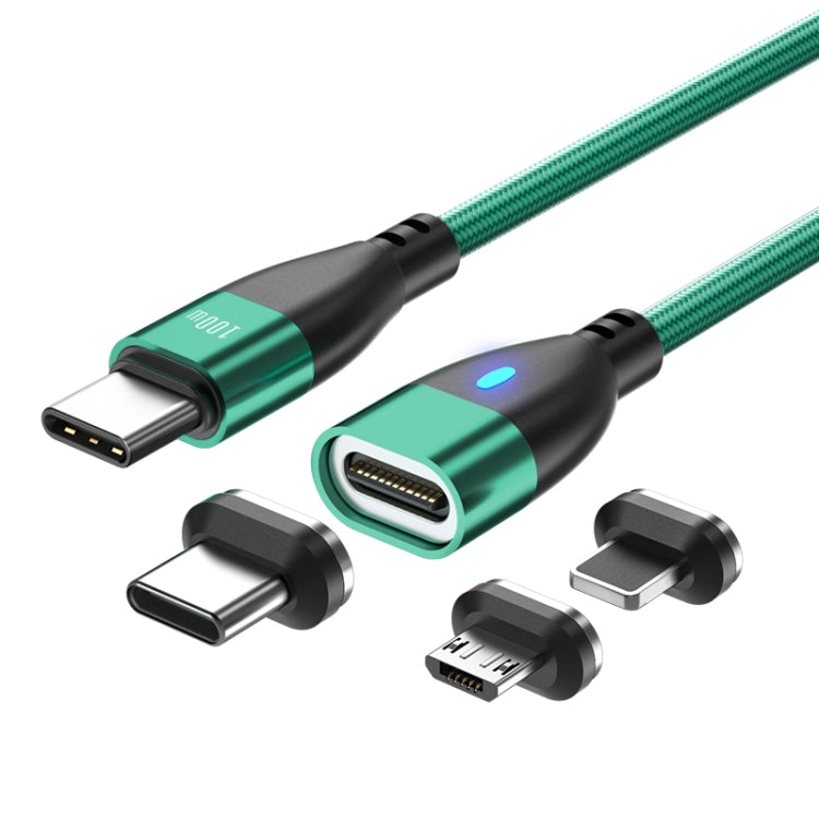 ENKAY 3 in 1 PD100W Type-C to Type-C / 8 Pin / Micro USB Magnetic Fast Charging Cable, Cable Length:1.8m(Green) - Charging Cable & Head by ENKAY | Online Shopping UK | buy2fix