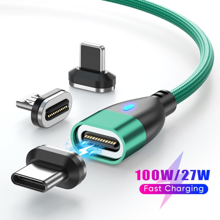 ENKAY 3 in 1 PD100W Type-C to Type-C / 8 Pin / Micro USB Magnetic Fast Charging Cable, Cable Length:1.8m(Green) - Charging Cable & Head by ENKAY | Online Shopping UK | buy2fix