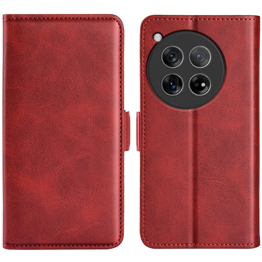 For OnePlus 12 Dual-side Magnetic Buckle Horizontal Flip Leather Phone Case(Red) - OnePlus Cases by buy2fix | Online Shopping UK | buy2fix