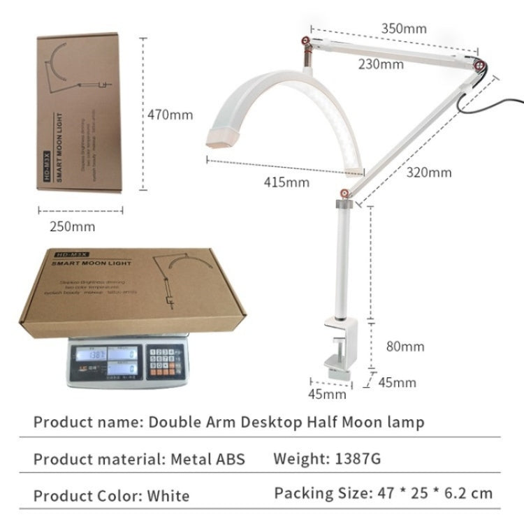 HD-M3X For Eyelash Extensions / Tattoo / Nail Art Lighting Lamp 16 inch Clip-on Half Moon Desk Lamp(UK Plug) - Selfie Light by buy2fix | Online Shopping UK | buy2fix
