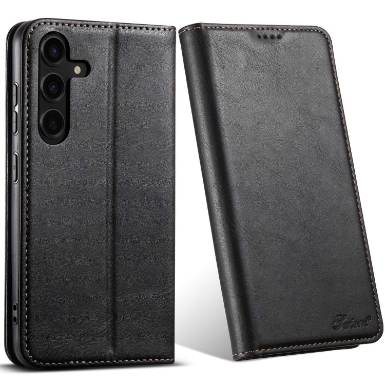 For Samsung Galaxy S24 5G Suteni J02 Oil Wax Wallet Leather Phone Case(Black) - Galaxy S24 5G Cases by Suteni | Online Shopping UK | buy2fix