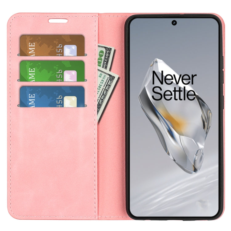 For OnePlus 12 Retro-skin Magnetic Suction Leather Phone Case(Pink) - OnePlus Cases by buy2fix | Online Shopping UK | buy2fix