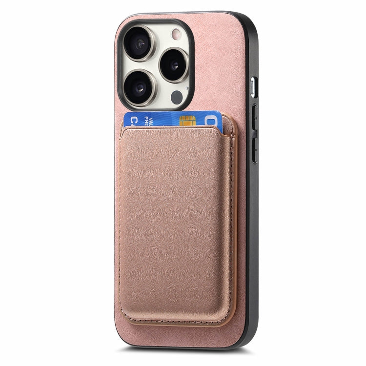 For iPhone 12 Pro Retro Magsafe Card Bag PU Back Cover Phone Case(Pink) - More iPhone Cases by buy2fix | Online Shopping UK | buy2fix