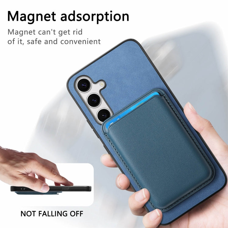 For Samsung Galaxy S25+ 5G Retro Magsafe Card Bag PU Back Cover Phone Case(Blue) - Galaxy S25+ 5G Cases by buy2fix | Online Shopping UK | buy2fix