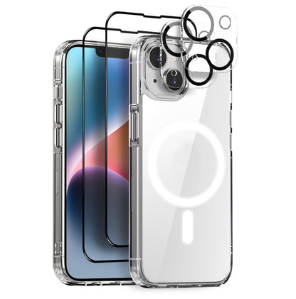 For iPhone 14 Plus NORTHJO 5 in 1 Magsafe Clear Phone Case with 2pcs Screen Film + 2pcs Rear Lens Film - iPhone 14 Plus Cases by NORTHJO | Online Shopping UK | buy2fix