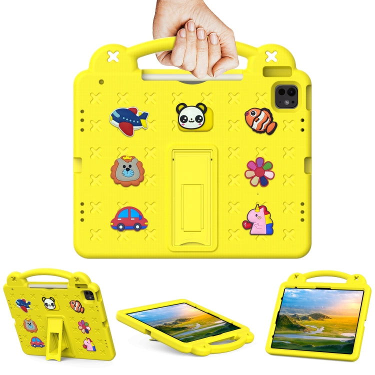 For iPad Air 13 2024 Handle Kickstand Children EVA Shockproof Tablet Case(Yellow) - iPad Air 13 2024 Cases by buy2fix | Online Shopping UK | buy2fix