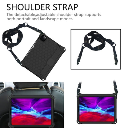 For iPad Air 11 2024 Honeycomb EVA Hybrid PC Tablet Case with Strap(Black+Black) - iPad Air 11 2024 Cases by buy2fix | Online Shopping UK | buy2fix