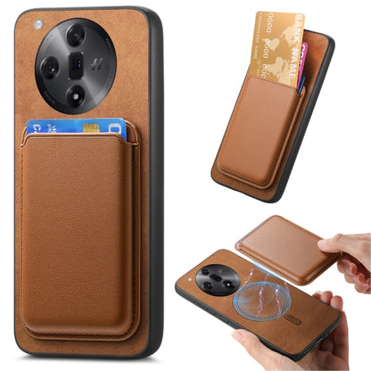 For OPPO Find X7 5G Retro Magsafe Card Bag PU Back Cover Phone Case(Brown) - Find X7 Cases by buy2fix | Online Shopping UK | buy2fix