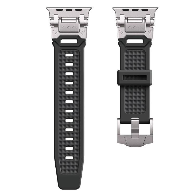 For Apple Watch Ultra 2 49mm Silicone Armor Mecha Head Watch Band(Black) - Watch Bands by buy2fix | Online Shopping UK | buy2fix