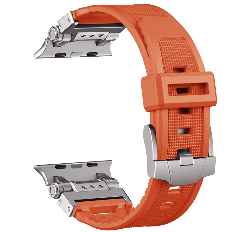 For Apple Watch SE 2023 44mm Silicone Armor Mecha Head Watch Band(Orange) - Watch Bands by buy2fix | Online Shopping UK | buy2fix