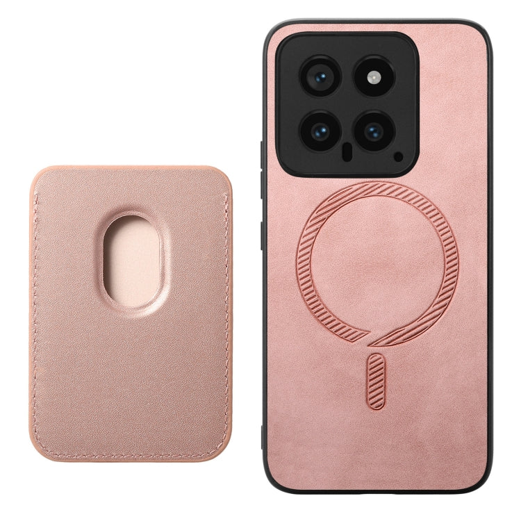 For Xiaomi Redmi K70 / K70 Pro 5G Retro Magsafe Card Bag PU Back Cover Phone Case(Pink) - K70 Pro Cases by buy2fix | Online Shopping UK | buy2fix