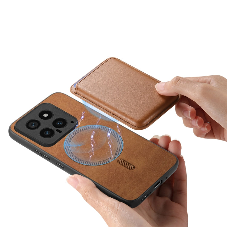 For Xiaomi Redmi K70 / K70 Pro 5G Retro Magsafe Card Bag PU Back Cover Phone Case(Brown) - K70 Pro Cases by buy2fix | Online Shopping UK | buy2fix