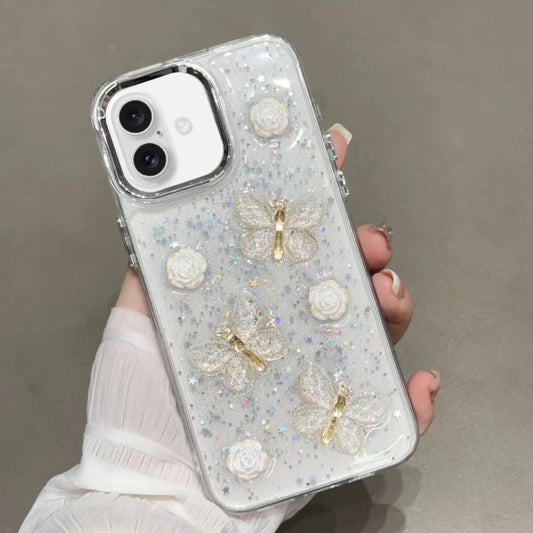 For iPhone 16 Plus Glitter 3D Butterfly TPU Phone Case(Gold) - iPhone 16 Plus Cases by buy2fix | Online Shopping UK | buy2fix